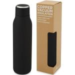 Marka 600 ml copper vacuum insulated bottle with metal loop Black