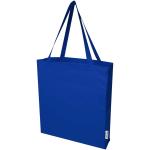 Madras 140 g/m² GRS recycled cotton gusset tote bag Dark blue