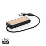 XD Collection Link RCS recycled plastic and bamboo dual Input USB hub Black