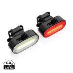 XD Collection Lumino RCS recycled plastic USB re-chargeable bike light set Black