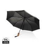 XD Collection Kaycey 21" AWARE™ RPET Acacia wood mini auto open umbrella Black