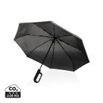 XD Collection Yara 21" AWARE™ RPET solid colour umbrella with carabiner Black