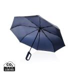 XD Collection Yara 21" AWARE™ RPET solid colour umbrella with carabiner Navy