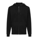 Iqoniq Abisko Zip-Kapuzenpullover aus recycelter Baumwolle, schwarz Schwarz | XXS