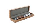 Metal ball pen and rollerball set walnut wood in gift box Timber