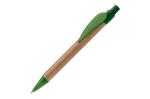 Bamboo pen with plastic leafclip Dark green