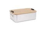 Lunch box aluminium with bamboo lid Silver