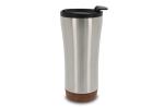 Double walled tumbler cork base 480ml Silver