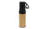 Isolierflasche Bambus mit Trageschlaufe 500ml Schwarz