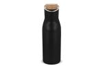 Isolier-Flasche mit Bambusdeckel, 500ml Schwarz