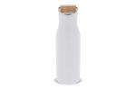 Isolier-Flasche mit Bambusdeckel, 500ml Weiß