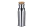 Isolier-Flasche mit Bambusdeckel, 500ml Silber