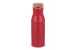 Isolier-Flasche mit Bambusdeckel, 500ml Dunkelrot