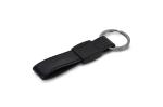 Keyring Metal, real leather Black