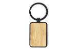 Bamboo and metal keychain rectangle Black