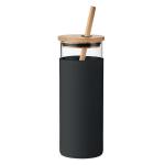 STRASS Glass tumbler 450ml bamboo lid Black