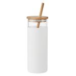 STRASS Glass tumbler 450ml bamboo lid White