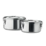 ELLES Set of 2 stainless steel boxes Flat silver