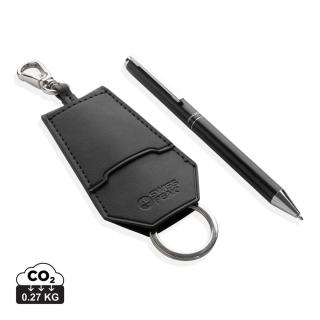 Swiss Peak SP Tula RCS certified recycled PU key holder and pen set 