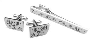 Tahiti cufflink and tie clips set 