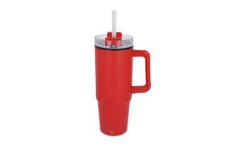 Miami Becher mit Henkel und Strohhalm 800ml Rot