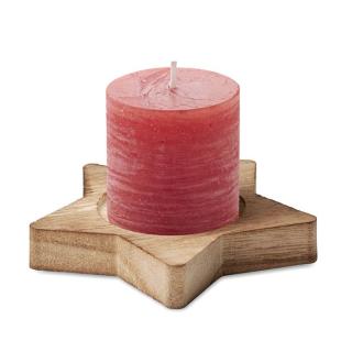 LOTUS Candle on star wooden base Red