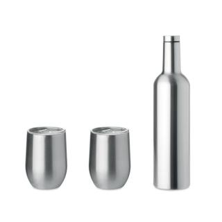 CHIN SET Double walled bottle & mug set Flat silver