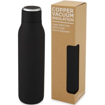 Marka 600 ml copper vacuum insulated bottle with metal loop Black