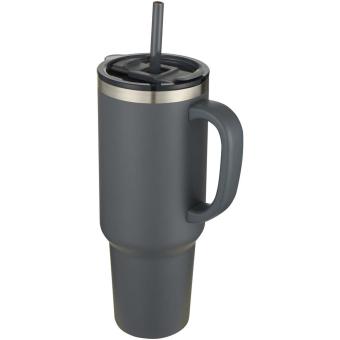 Sydney 1200 ml double wall RCS certified copper vacuum insulated tumbler with straw Convoy grey