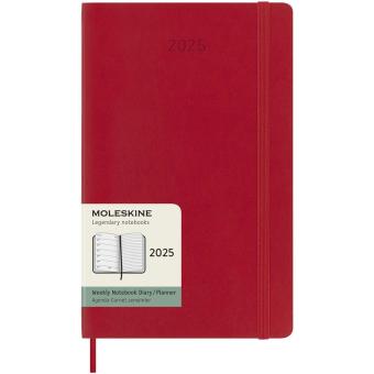 Moleskine soft cover 12 month weekly L planner Coral red