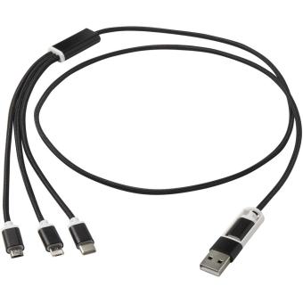 Versatile 5-1 recycled aluminium charging cable Black