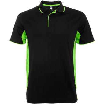 Montmelo short sleeve unisex sports polo, black, lime Black, lime | L