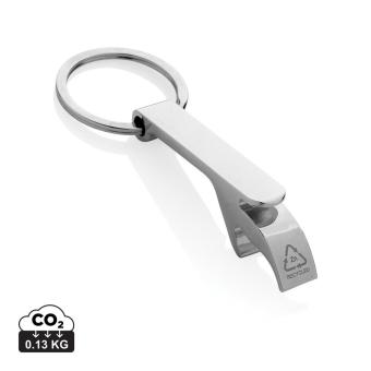 XD Collection RCS recycled zinc alloy bottle opener keychain Silver