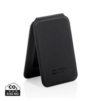 Swiss Peak Magstand RCS recycled PU magnetic phone wallet with stand Black