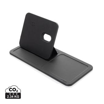 Swiss Peak 3-in-1- Wireless-Charging Desk-Tray aus RCS rPU Schwarz