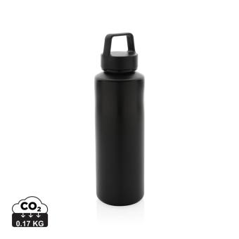 XD Collection RCS certified recycled PP water bottle with handle Black