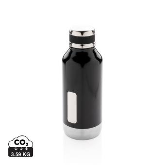 XD Collection Leak proof vacuum bottle with logo plate Black