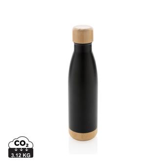 XD Collection Vacuum stainless steel bottle with bamboo lid and bottom Black