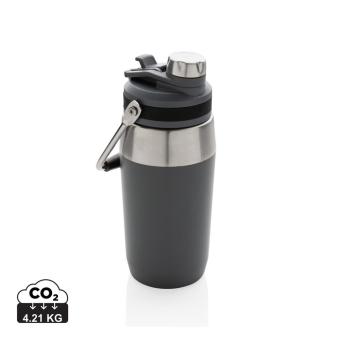 XD Collection 500ml Vakuum StainlessSteel Flasche mit Dual-Deckel-Funktion Grau