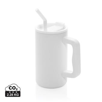 XD Collection Cube Becher aus RCS recyceltem Stahl 800ml Weiß