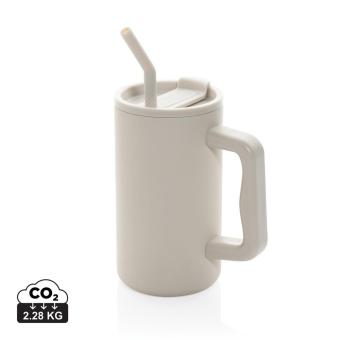 XD Collection Cube Becher aus RCS recyceltem Stahl 800ml Beige