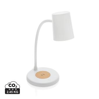 XD Collection Zenara RCS recycled plastic and cork 15W wireless desk lamp White