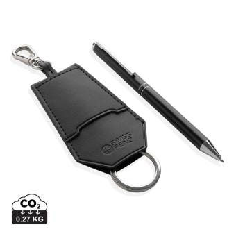 Swiss Peak SP Tula RCS certified recycled PU key holder and pen set Black