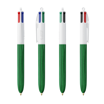 BIC® 4 Colours Wood Style with Lanyard White/green