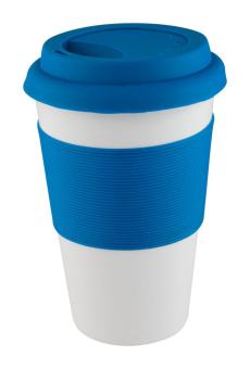 Soft Touch mug with silicone Blue/white