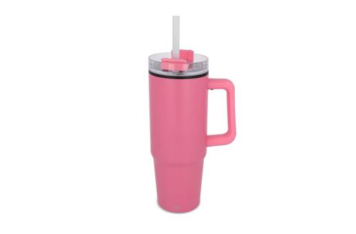 Miami Becher mit Henkel und Strohhalm 800ml Rosa