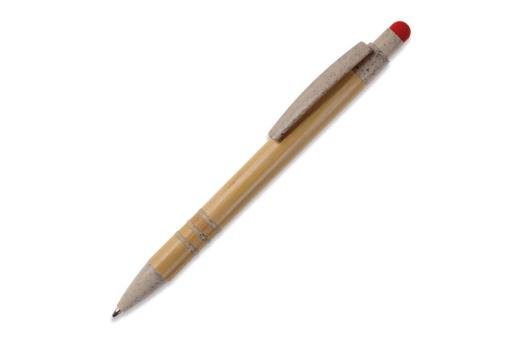 Ball pen bamboo and wheatstraw with stylus Red