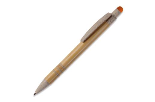 Ball pen bamboo and wheatstraw with stylus Orange