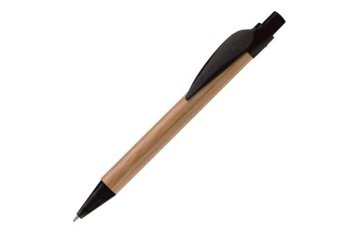 Bamboo pen with plastic leafclip Black