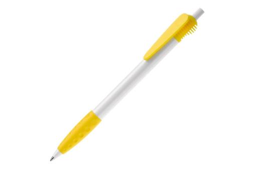 Cosmo ball pen HC rubber round clip White/yellow